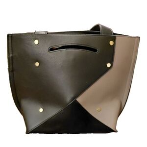 Sondra Roberts Black Colorblock Faux Leather Shoulder Bag Purse